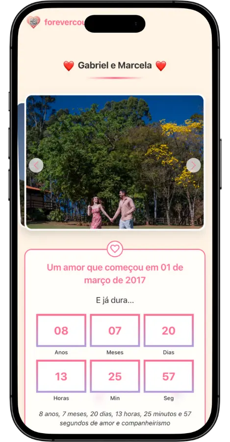 Presente criativo para namorado - página surpresa personalizada com fotos e mensagem de amor